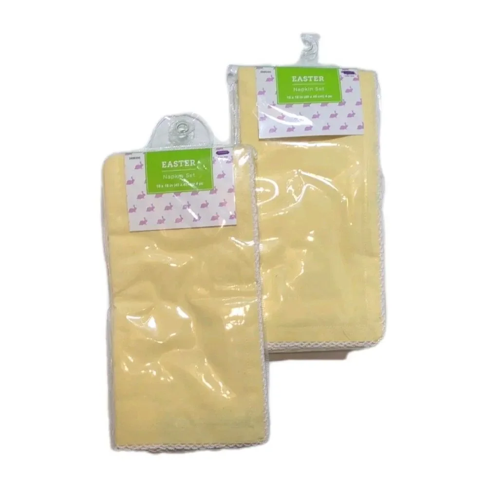 NEW (2 Packs) 4 Cloth Napkins Set Yellow 18 X 18 Spring Easter Table Linen